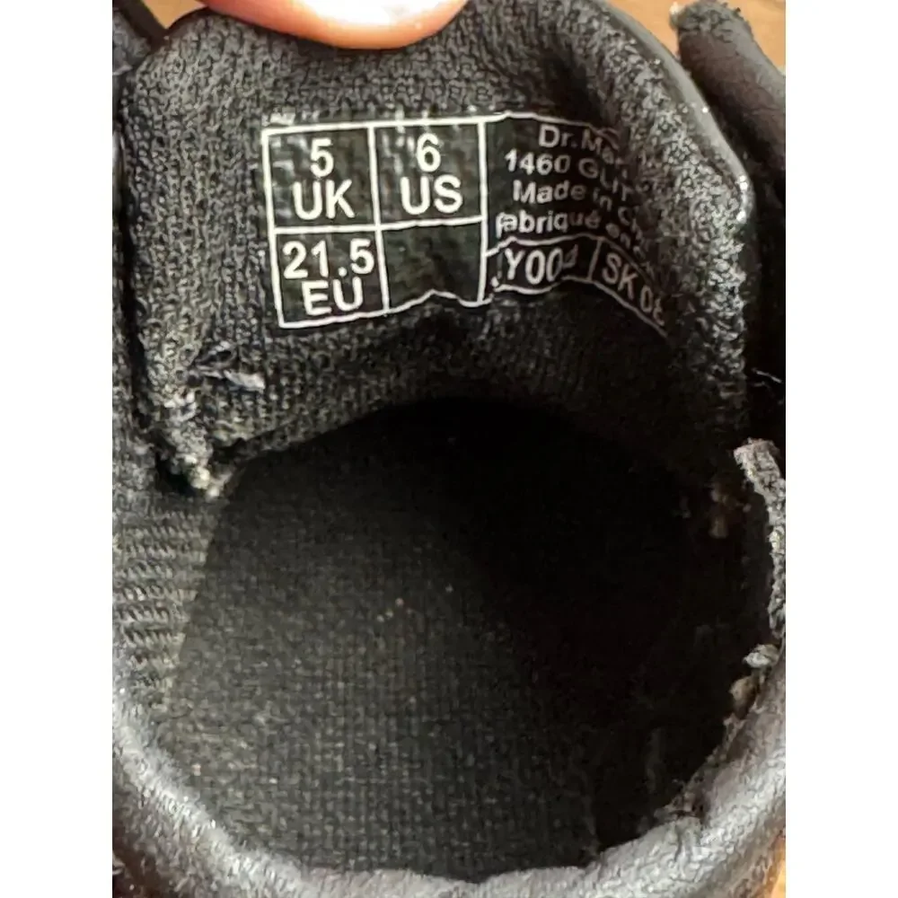 Dr Martens Girls 1460 J Cosmic Black Glitter‎ Size zip Boots Size 6